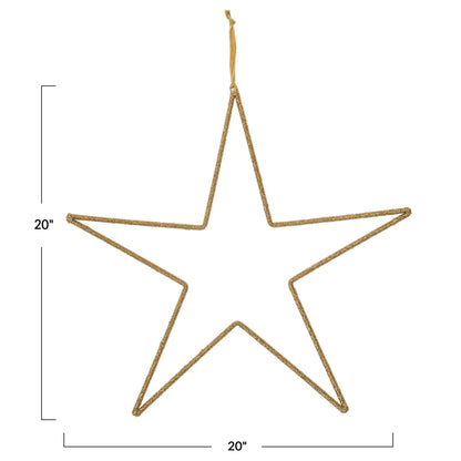 Hanging Metal, Glass Bead Star w/Cotton and Velvet