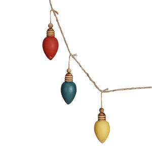 Wooden String Lightbulb Garland w/ Jute Cord