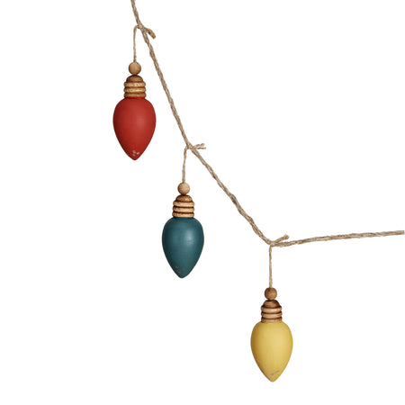 Wooden String Lightbulb Garland w/ Jute Cord