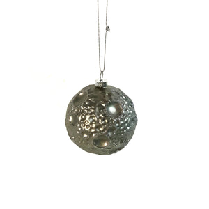 Glass Moon Ornament w/ Glitter