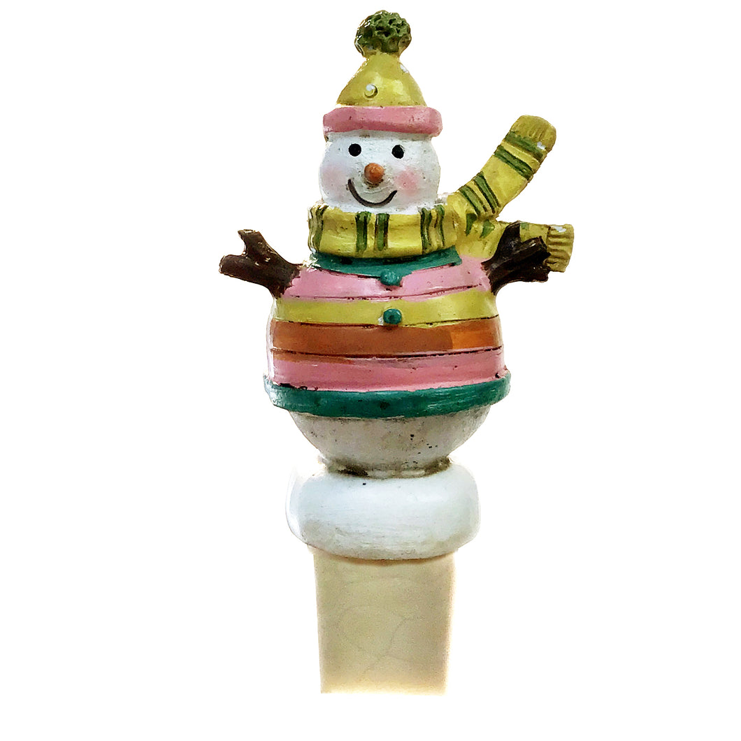 Resin Snowman Bottle Stopper;Multicolor