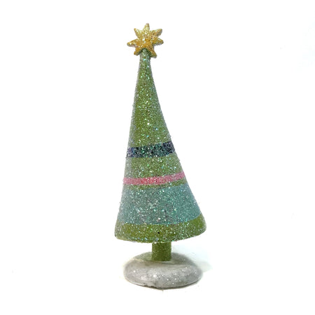 Resin Xmas Tree w/ Stripes; Multicolored Star