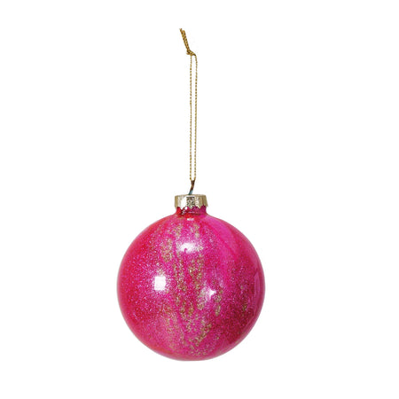 Ornament, Pink Glitter Glass Ball