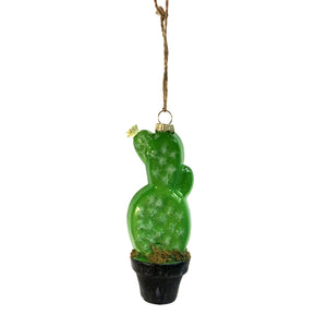 Ornament, Glass Potted Cactus