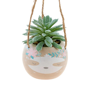 Hanging Faux Succulent Planter, Characters 4 Asst