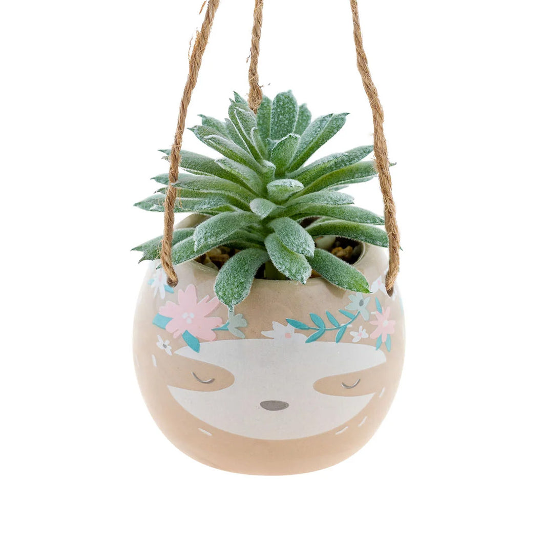 Hanging Faux Succulent Planter, Characters 4 Asst