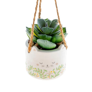 Hanging Faux Succulent Planter, Characters 4 Asst