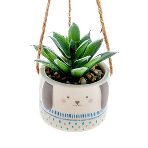 Hanging Faux Succulent Planter, Characters 4 Asst