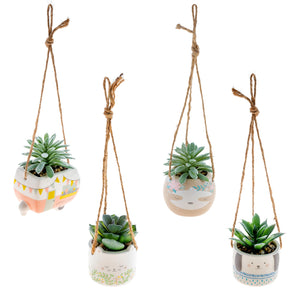 Hanging Faux Succulent Planter, Characters 4 Asst