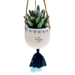 Hanging Faux Succulent Planter,  6 Asst