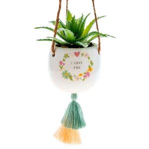 Hanging Faux Succulent Planter,  6 Asst