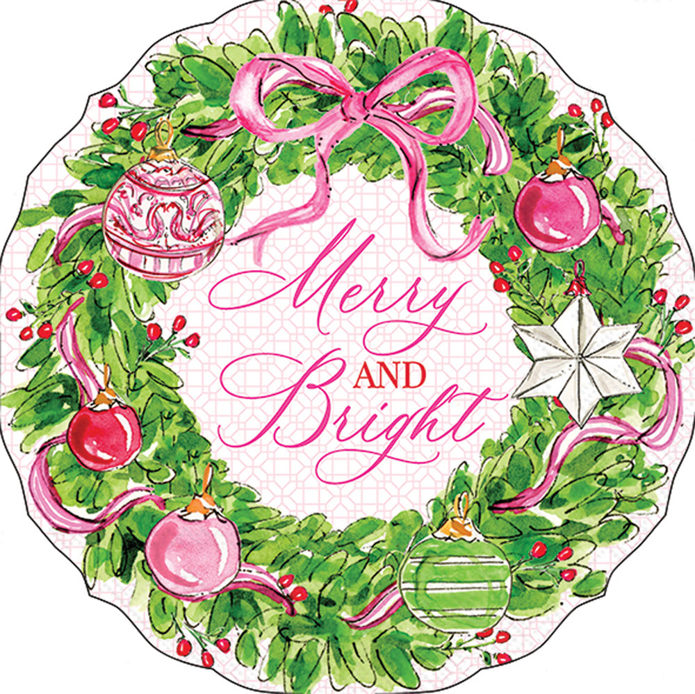 Napkin, Luncheon, Merry/ Bright Wreath, 12ct