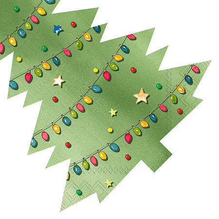 Napkin, Lunch,Tree Lights Green, 12ct