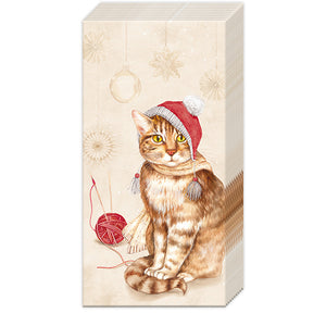 Facia Tissue, Jill, Xmas Cat, Cream