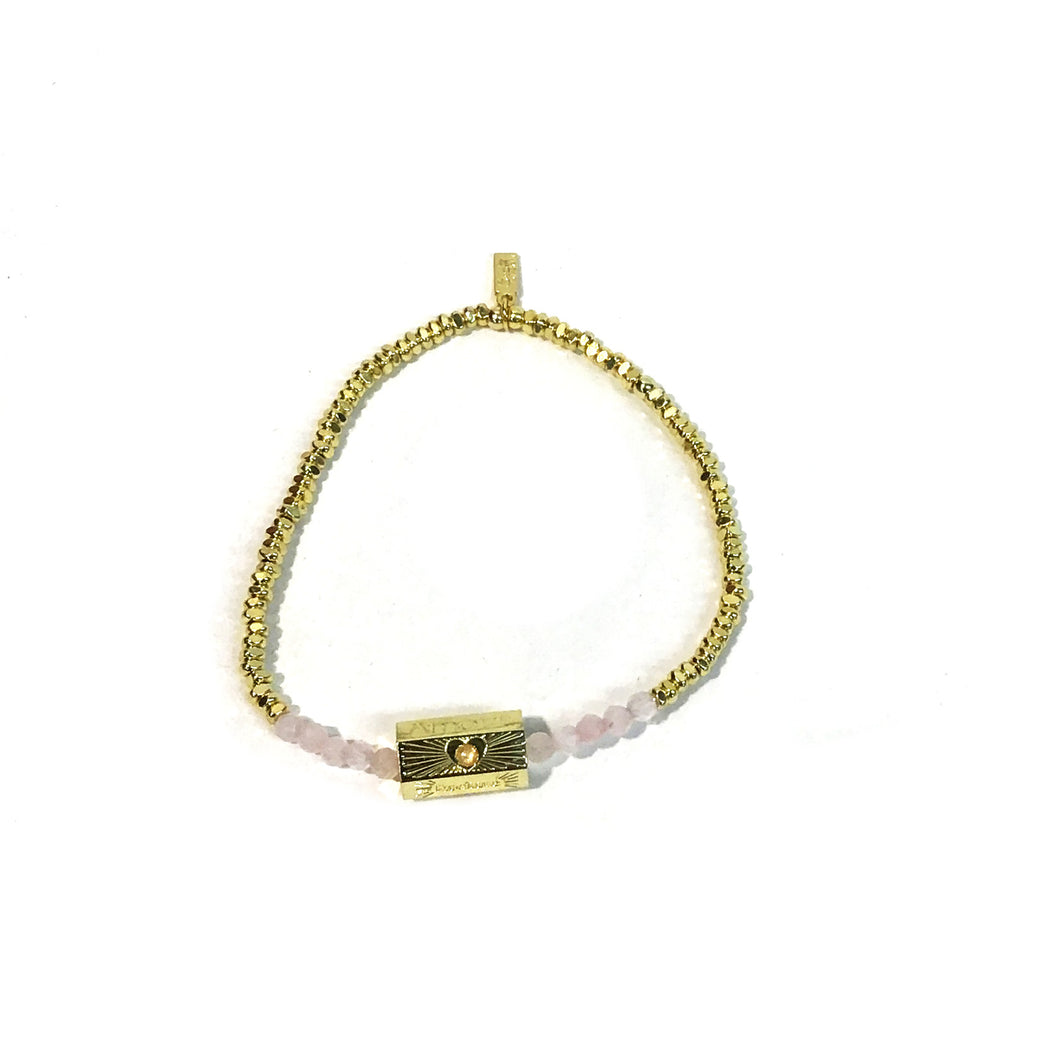 Bracelet, Stella; Love/Rose Quartz/Gold