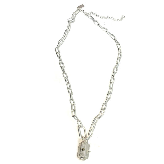 Necklace, Locket; Joy/ Dalmatian Jasper/Silver