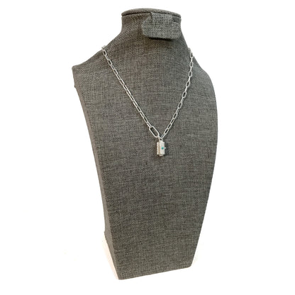 Necklace, Locket; Tranquility/Turquoise/Silver