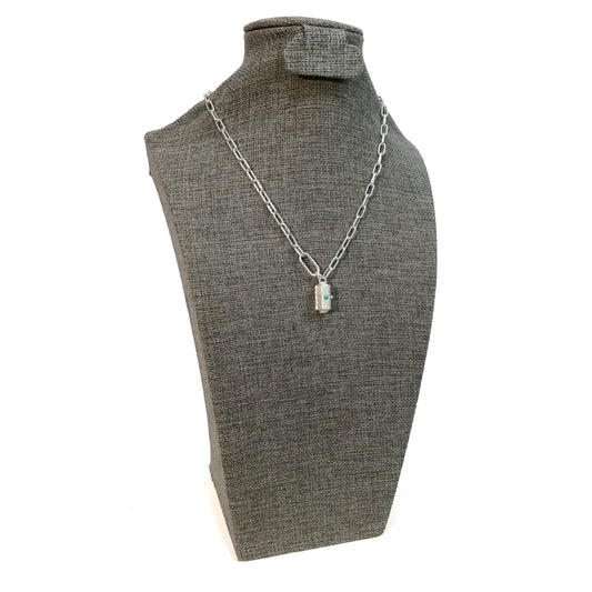 Necklace, Locket; Tranquility/Turquoise/Silver