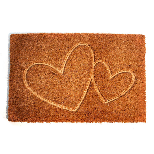 Coir Mat, Embossed Hearts