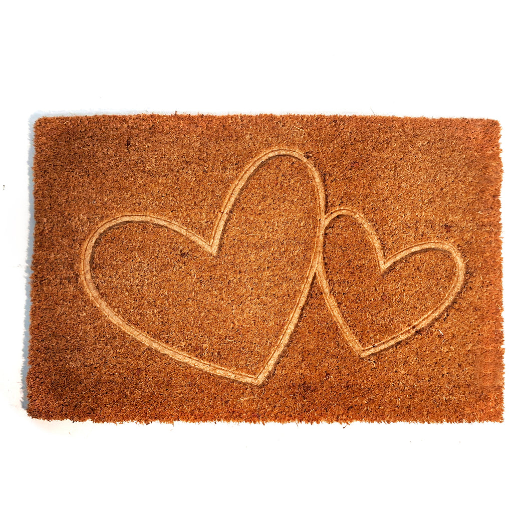 Coir Mat, Embossed Hearts