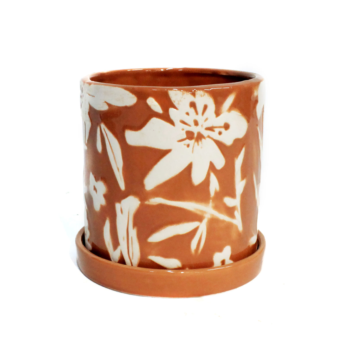 Pot Floral Orange 13.5x 13.5x 13.5cm