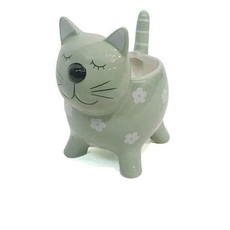 Green Cat Pot 14x 10x 14cm