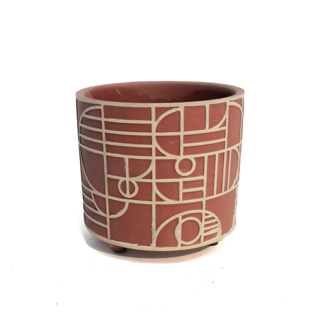 Pot Geo Patterns Red 12x 11.5cm