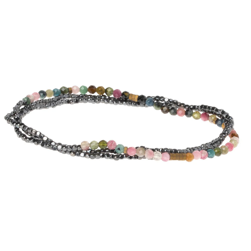 Delicate Stone Wrap Bracelet,Tourmaline