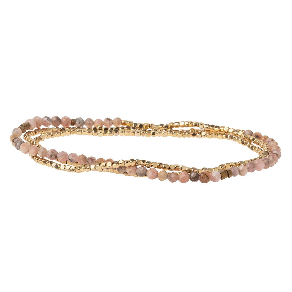 Delicate Stone Wrap Bracelet, Rhodochrosite