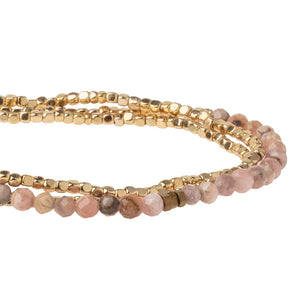 Delicate Stone Wrap Bracelet, Rhodochrosite