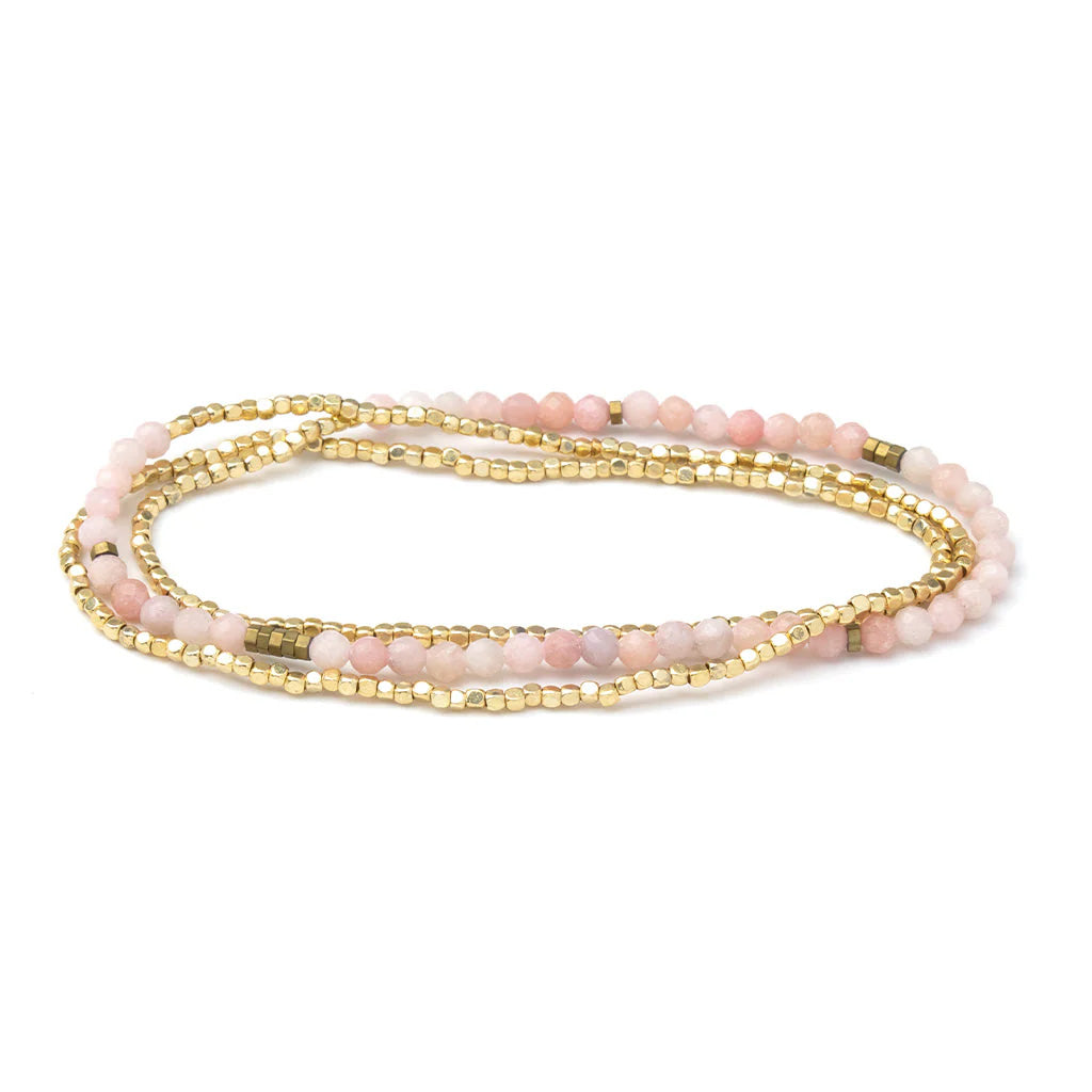 Delicate Stone Wrap Bracelet, Pink Opal