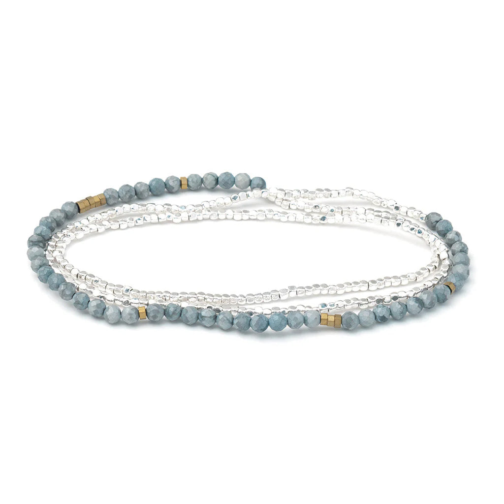 Delicate Stone Wrap Bracelet,Blue Howlite