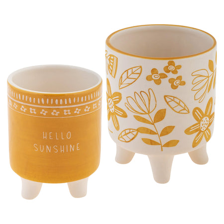 Wax resist Planters,Set of 2, Hello Sunshine