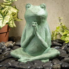 Load image into Gallery viewer, Praying Verdigris Frog Statue 11&quot;
