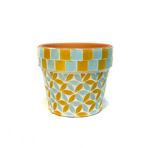 Yellow & Blue Mosaic Cachepot Sm