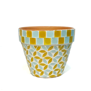 Yellow & Blue Mosaic Cachepot Lg