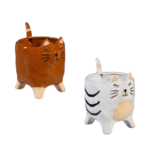 Ceramic Cat Planter 8.8"x 6.7"x 5.6"