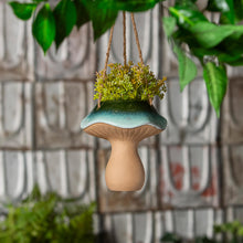 Load image into Gallery viewer, Planter, Ceramic, Hanging Blue Mushroom
