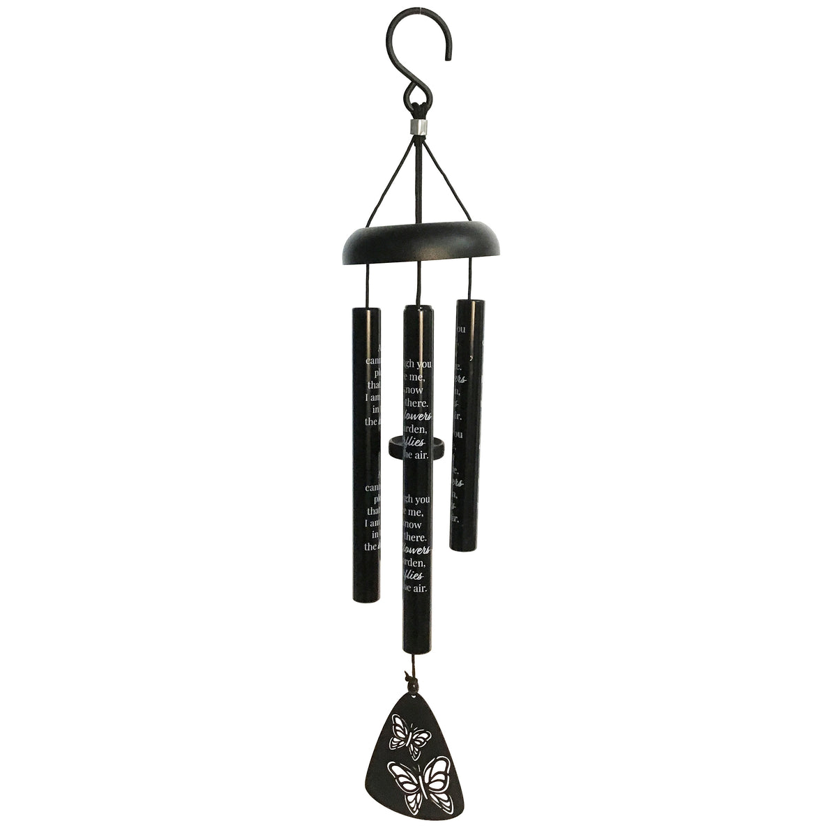 Black Sonnet Wind Chime, Flower Butterfly 21in