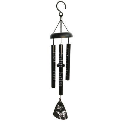 Black Sonnet Wind Chime, Flower Butterfly 21in