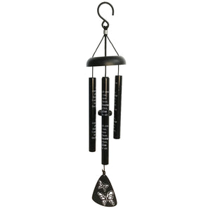 Black Sonnet Wind Chime, Flower Butterfly 21in