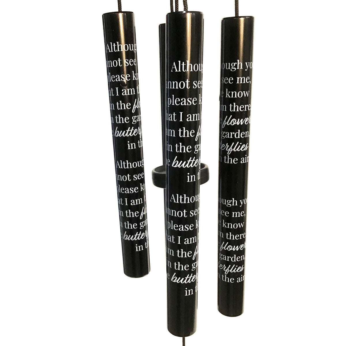 Black Sonnet Wind Chime, Flower Butterfly 21in