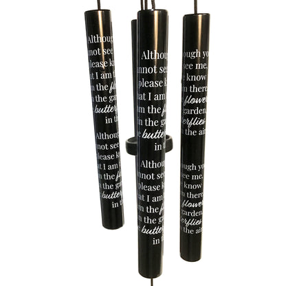Black Sonnet Wind Chime, Flower Butterfly 21in