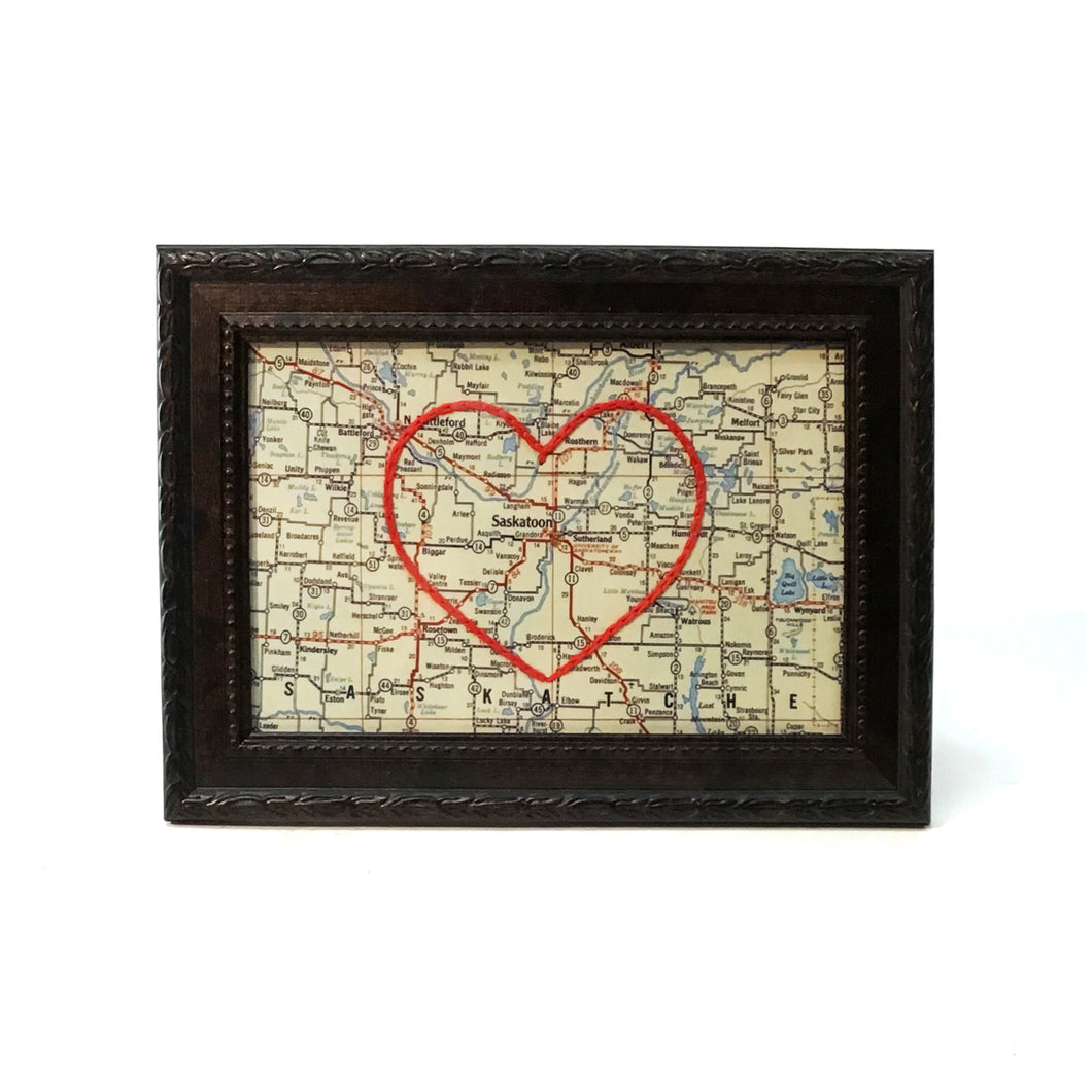 Heart Map, 4in x 6in, Saskatoon