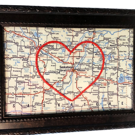 Heart Map, 4in x 6in, Saskatoon