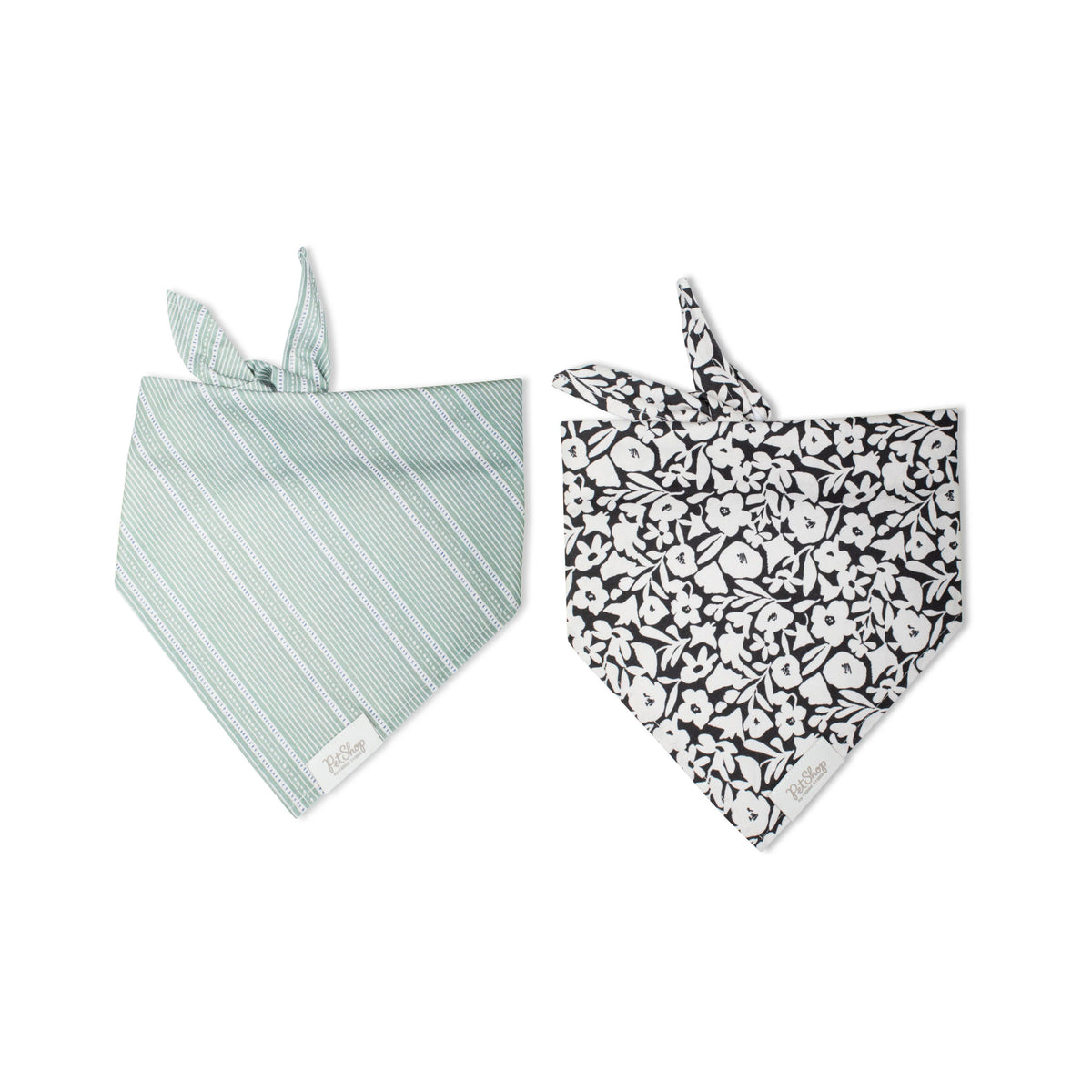 M/L Pet Bandana Dusty Sage/Charcoal Floral