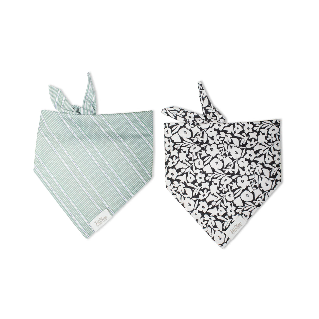 M/L Pet Bandana Dusty Sage/Charcoal Floral