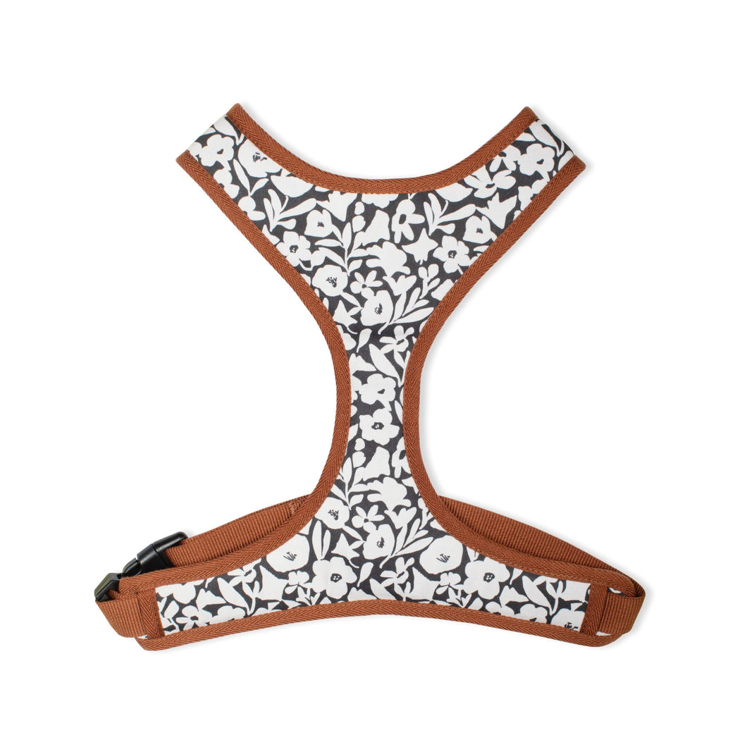 Small Dog Harness Charcoal Floral