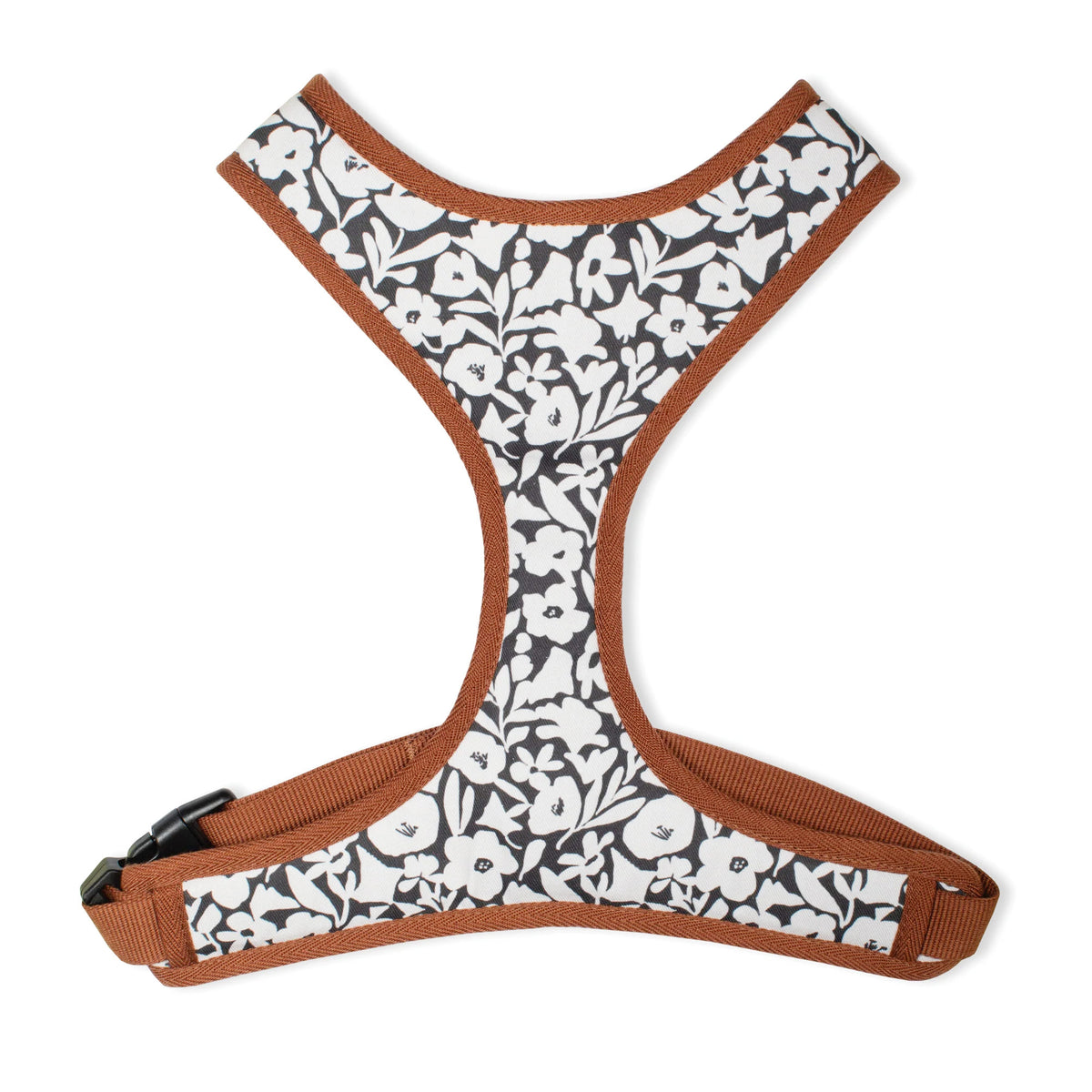 Medium Dog Harness Charcoal Floral