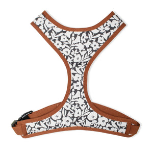 Medium Dog Harness Charcoal Floral